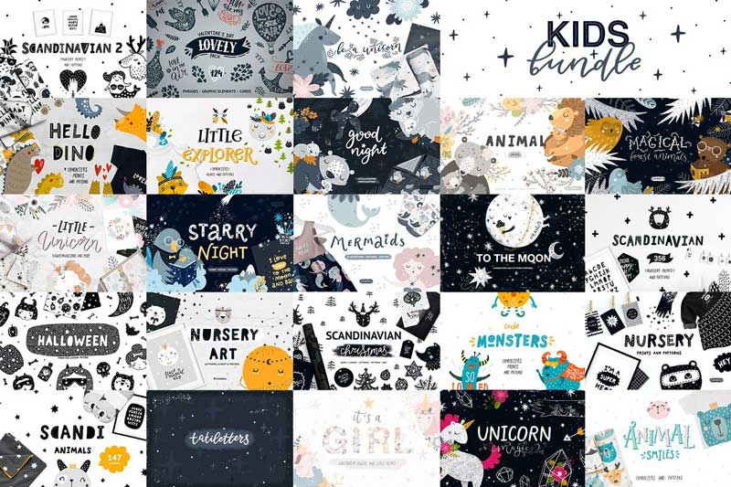 Creativemarket Kids Bundle / Graphic & Patterns Kids Bundle Graphic 2526 Patterns Download Free