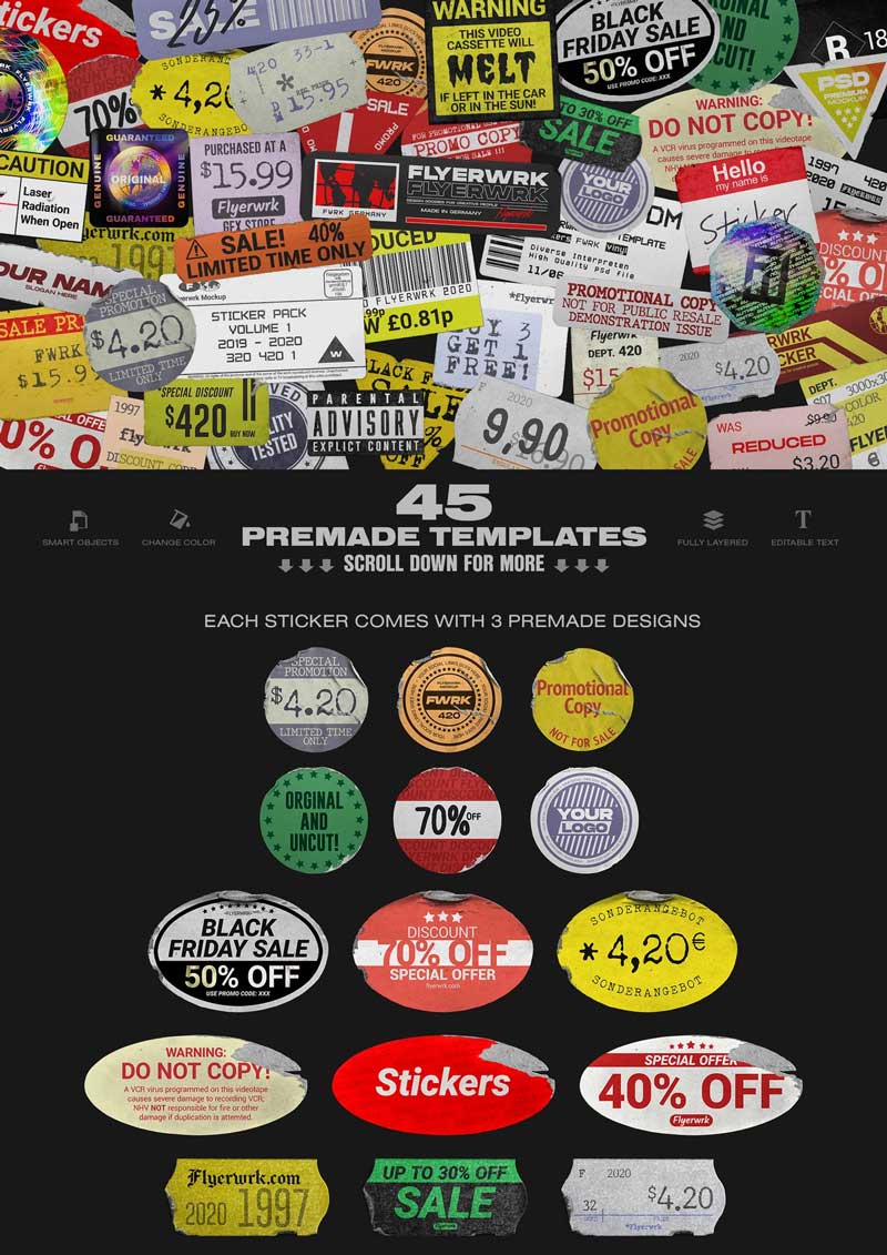 Flyerwrk - Peeled Stickers 3 Flyerwrk Peeled Stickers Download Psdly