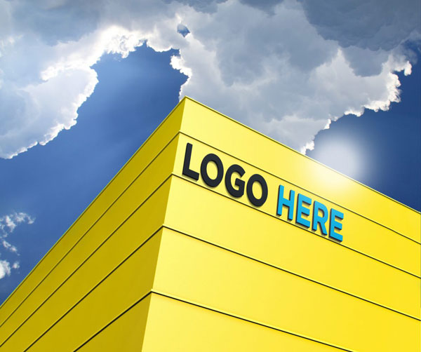 3D Building PSD Logo Mockup 1 3D Building PSD Logo Mockup