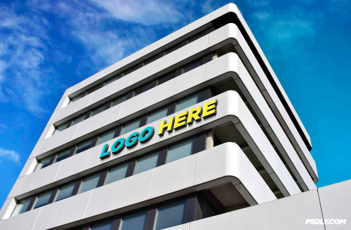 3D Sign Building Logo Mock-Up Free