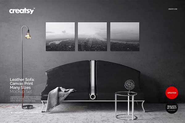 Leather Sofa Canvas Print Mockup 2538367