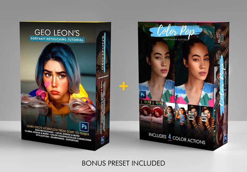 Geo's Retouching Tutorial + Color Action pack Bundle with BONUS 1 Geo's Retouching Tutorial + Color Action pack Bundle with BONUS
