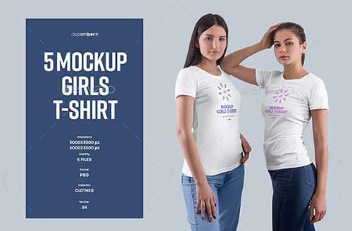 GraphicRiver - 5 Mockups Girls T-Shirt 32408836