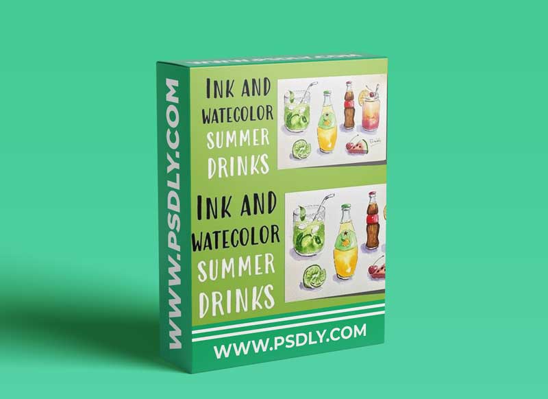 Ink and Watercolor Summer Drinks | Easy Food Illustration 1 Ink and Watercolor Summer Drinks | Easy Food Illustration