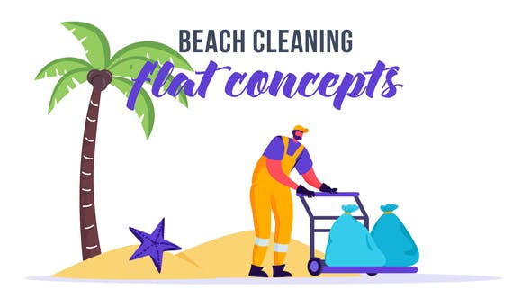 Videohive Beach cleaning - Flat Concept 33032350 1 Videohive Beach cleaning - Flat Concept 33032350