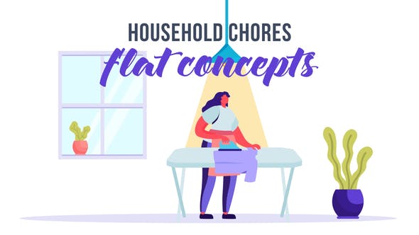 Videohive Household chores - Flat Concept 33263920 1 Videohive Household chores - Flat Concept 33263920