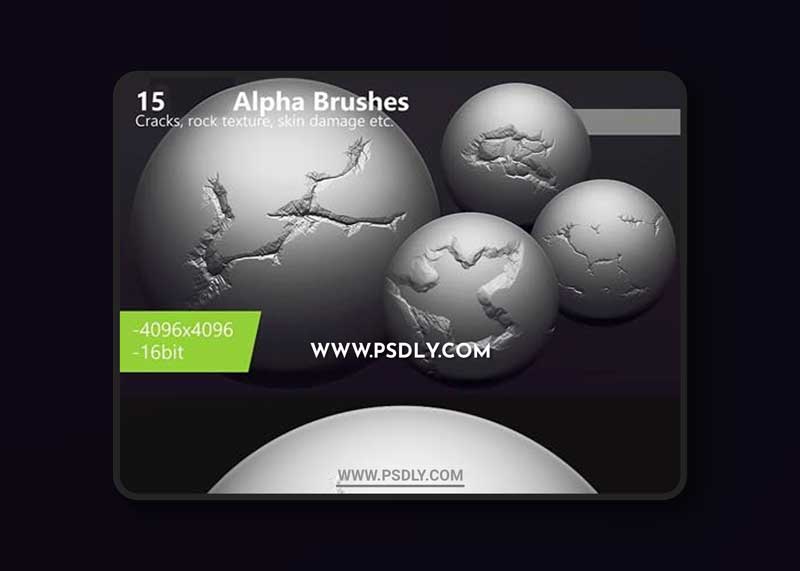15 Alpha Brushes for Zbrush & Blender (4k/16-bit) 1 15 Alpha Brushes for Zbrush & Blender (4k/16-bit)