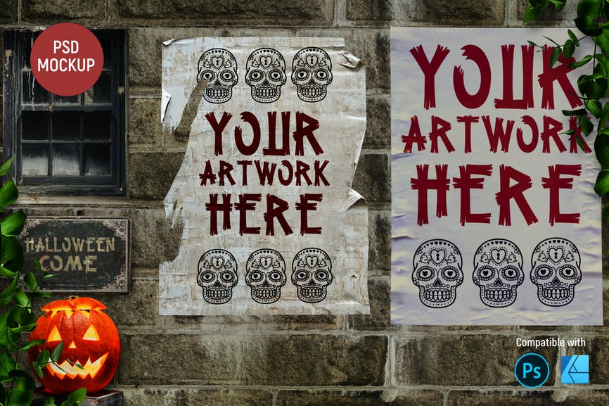 Halloween Wall Poster Mockup