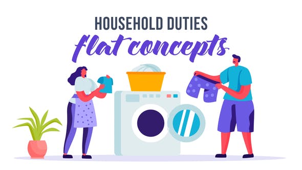 Videohive Household duties - Flat Concept 33263968 1 Videohive Household duties - Flat Concept 33263968
