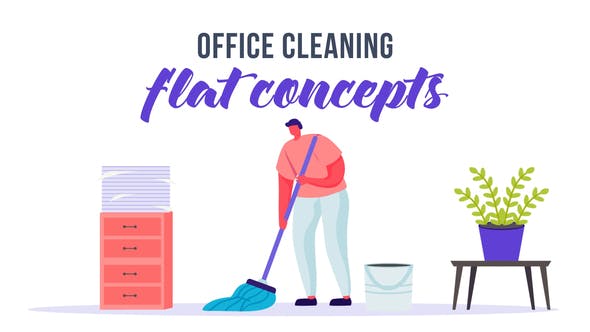 Videohive Office cleaning - Flat Concept 33263979 1 Videohive Office cleaning - Flat Concept 33263979