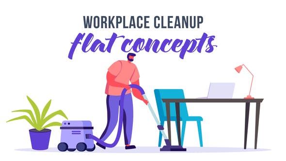 Videohive Workplace cleanup - Flat Concept 33263984 1 Videohive Workplace cleanup - Flat Concept 33263984