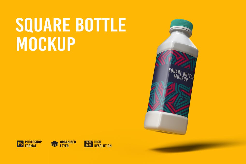 Square Bottle Mockup 1 Square Bottle Mockup