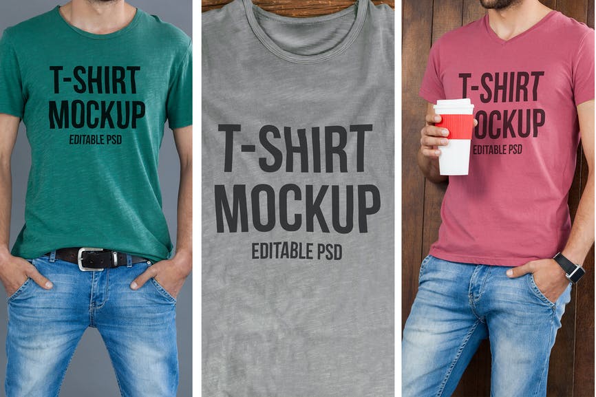 Multicolor T-shirt Mockup Set 1 Multicolor T-shirt Mockup Set