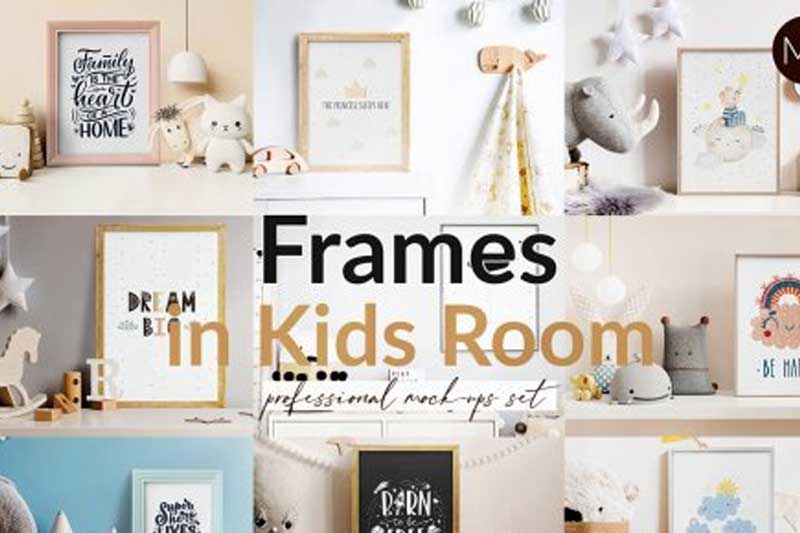 CreativeMarket - Frames in Kids Room Mock-ups Set 6219103 1 CreativeMarket - Frames in Kids Room Mock-ups Set 6219103
