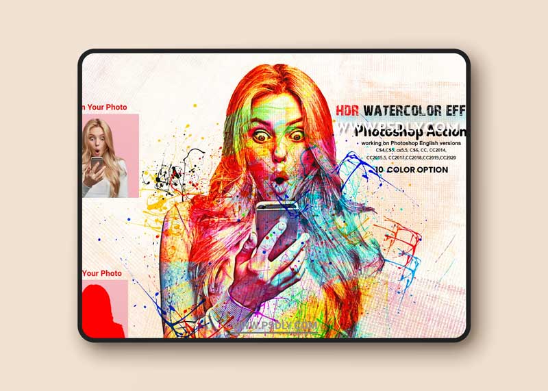 CreativeMarket - HDR Watercolor Effect PS Action 6032596 1 CreativeMarket - HDR Watercolor Effect PS Action 6032596