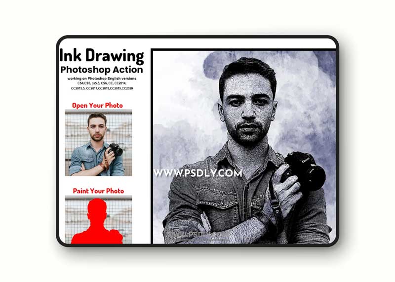 CreativeMarket - Ink Drawing Photoshop Action 5658652 1 CreativeMarket - Ink Drawing Photoshop Action 5658652