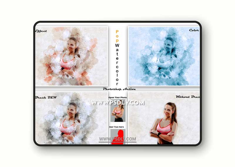 CreativeMarket - Pop Watercolor Photoshop Action 5561304 1 CreativeMarket - Pop Watercolor Photoshop Action 5561304
