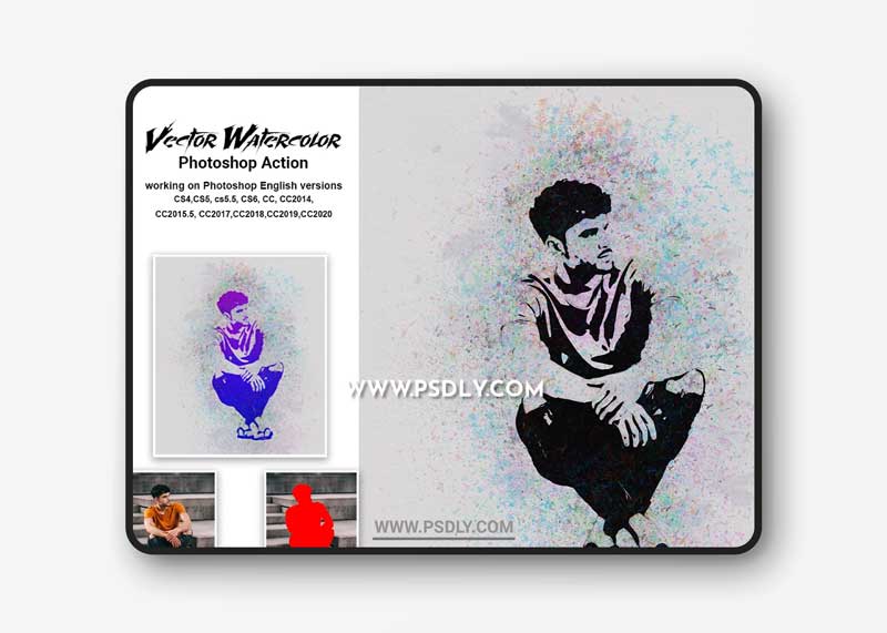 CreativeMarket - Vector Watercolor Photoshop Action 5331573