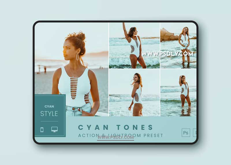 Cyan Tones Action & Lightroom Preset 1 Cyan Tones Action & Lightroom Preset