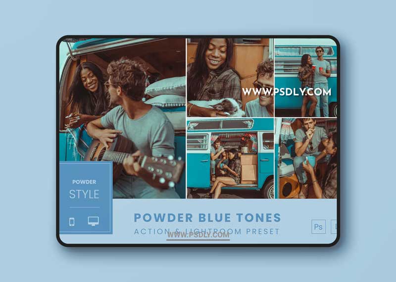 Powder Blue Tones Action & Lightroom Preset 1 Powder Blue Tones Action & Lightroom Preset