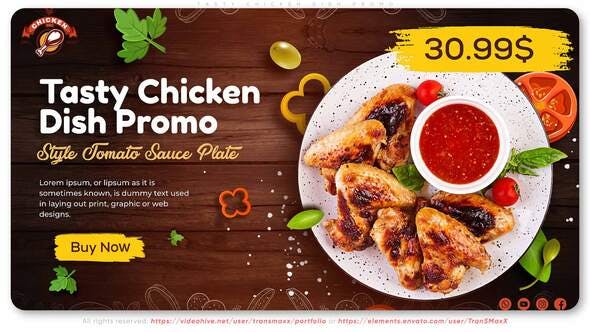 Videohive Tasty Chicken Dish Promo 33002011 1 Videohive Tasty Chicken Dish Promo 33002011