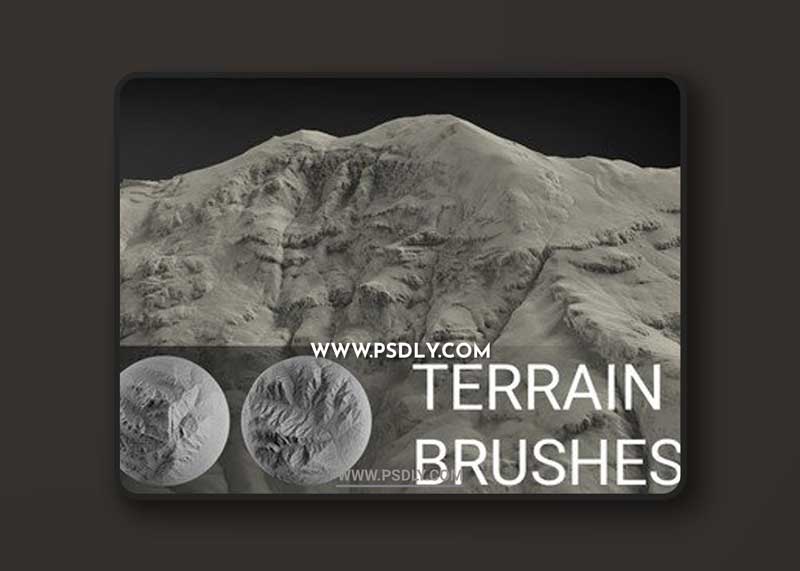 Terrain Brush Pack for Zbrush - 100 Brushes 1 Terrain Brush Pack for Zbrush - 100 Brushes
