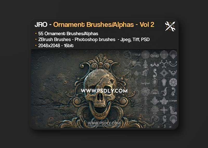 ZBrush/SP - 55 Ornament Brushes + alpha/height maps - Vol2 1 ZBrush/SP - 55 Ornament Brushes + alpha/height maps - Vol2