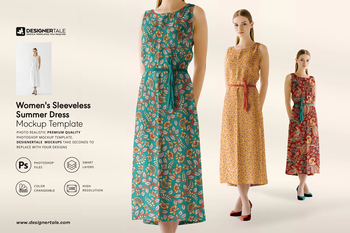 CreativeMarket - Women's Sleeveless Summer Dress Mock 4109437 1 CreativeMarket - Women's Sleeveless Summer Dress Mock 4109437