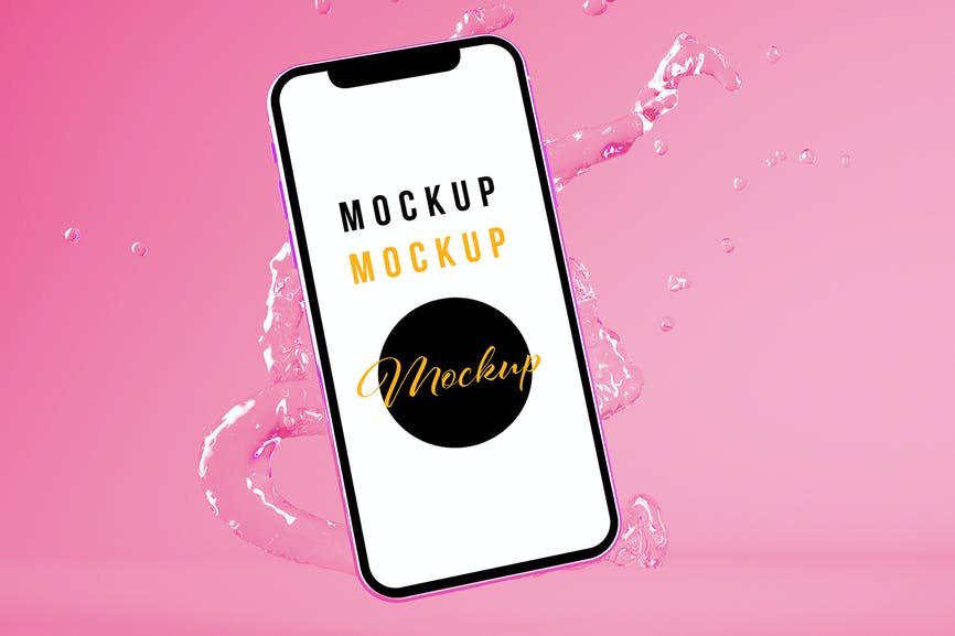 Mobile Phone Mockup with Water Splash TSKV2F5 1 Mobile Phone Mockup with Water Splash TSKV2F5