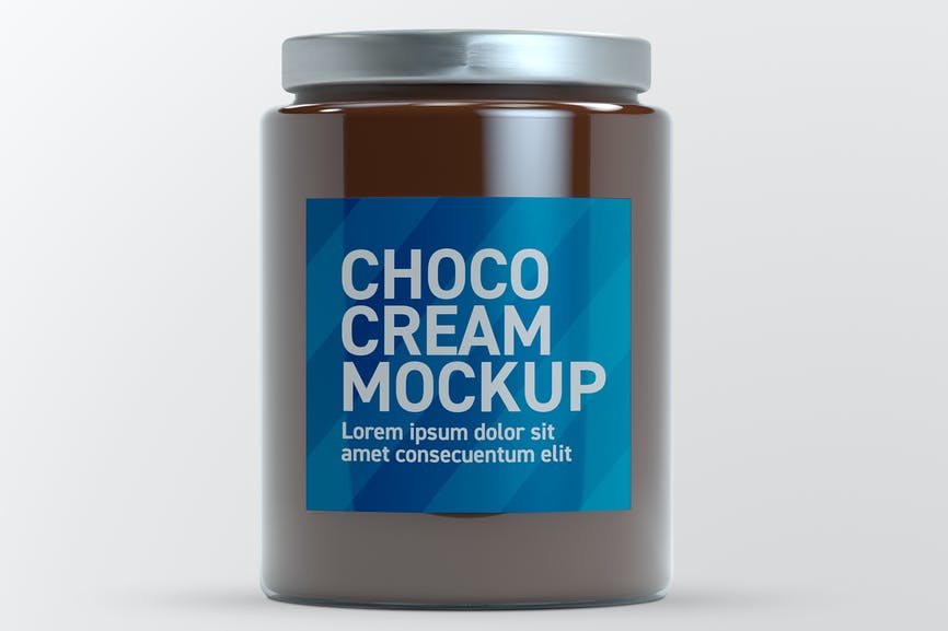 Chocolate Cream Glass Jar Mockup M9BAQ6M 1 Chocolate Cream Glass Jar Mockup M9BAQ6M
