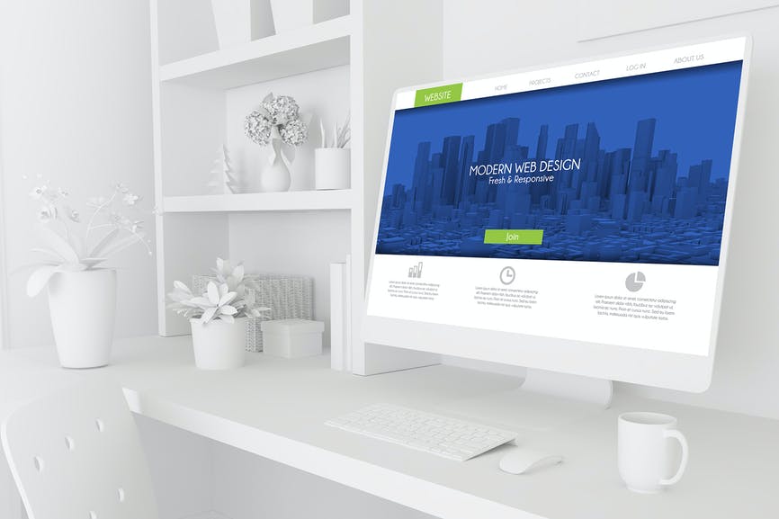 Computer on White Home Office Mockup 6MCC7DP