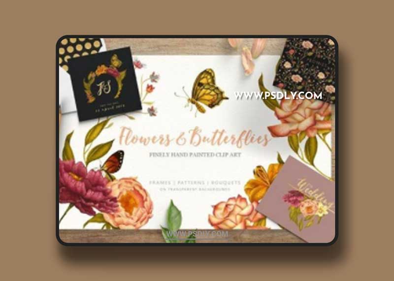 CM - Flowers & Butterflies - Clipart 1710542 1 CM - Flowers & Butterflies - Clipart 1710542
