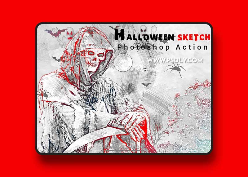 CreativeMarket - Halloween Sketch Photoshop Action 6415908 1 CreativeMarket - Halloween Sketch Photoshop Action 6415908