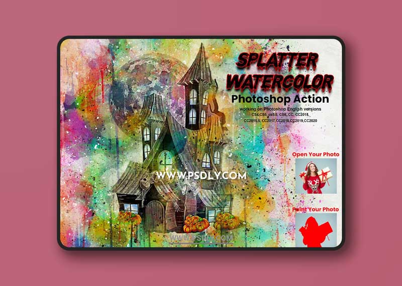 CreativeMarket - Splatter Watercolor Photoshop Action 5654650 1 CreativeMarket - Splatter Watercolor Photoshop Action 5654650