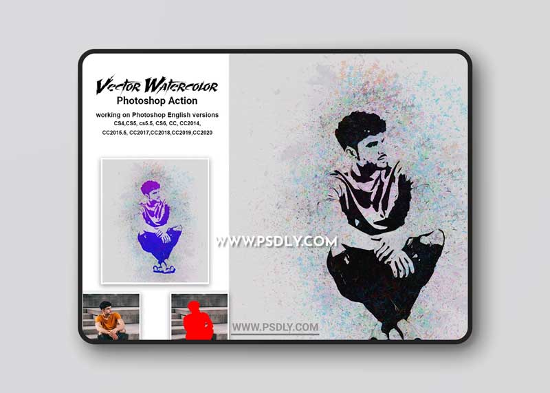 CreativeMarket - Vector Watercolor Photoshop Action 6373794 1 CreativeMarket - Vector Watercolor Photoshop Action 6373794