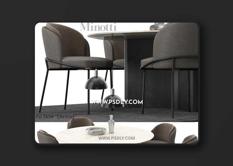 Minotti Fil noir set 3D Model 1 Minotti Fil noir set 3D Model