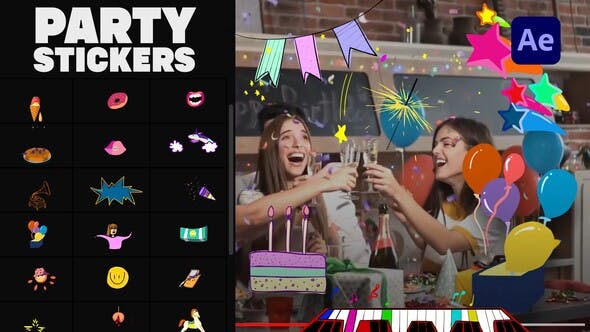 Videohive Animated Party Stickers | After Effects 33398614 1 Videohive Animated Party Stickers | After Effects 33398614