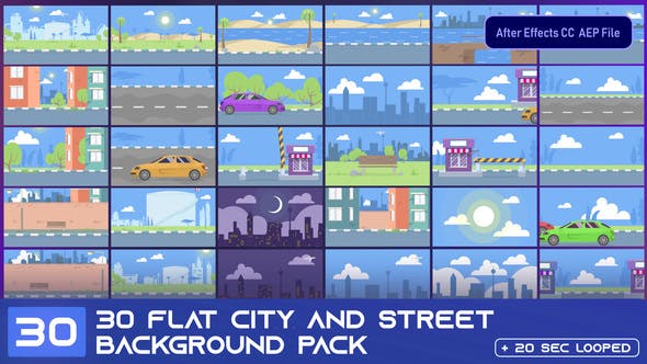 Videohive 30 Flat City and Street Background Pack - AE 33314291 1 Videohive 30 Flat City and Street Background Pack - AE 33314291
