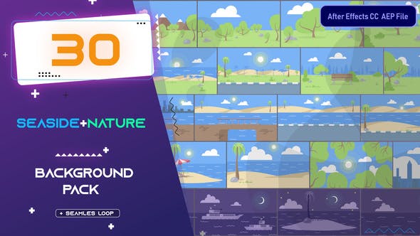 Videohive 30 Flat Seaside and Nature Background Pack - AE 33314328 1 Videohive 30 Flat Seaside and Nature Background Pack - AE 33314328