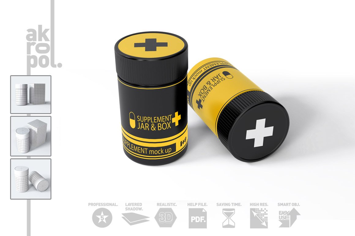 CreativeMarket - Supplement Jar & Box Mock-Up 3949505 1 CreativeMarket - Supplement Jar & Box Mock-Up 3949505