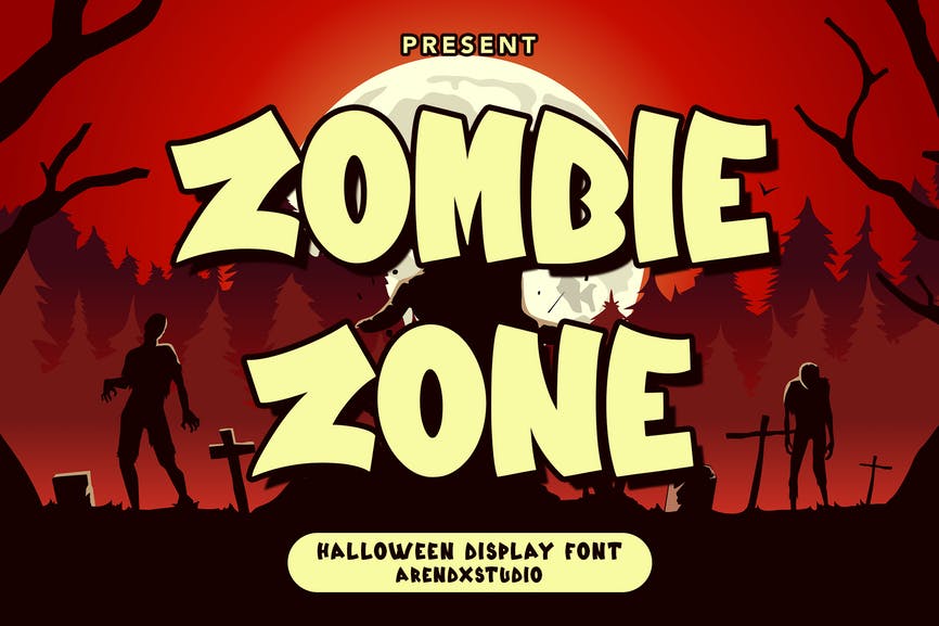 Zombie Zone - Halloween Display Font 1 Zombie Zone - Halloween Display Font
