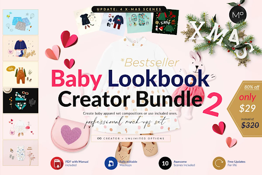 CreativeMarket - Baby Lookbook Mockup Creator Bundle 6411510 1 CreativeMarket - Baby Lookbook Mockup Creator Bundle 6411510