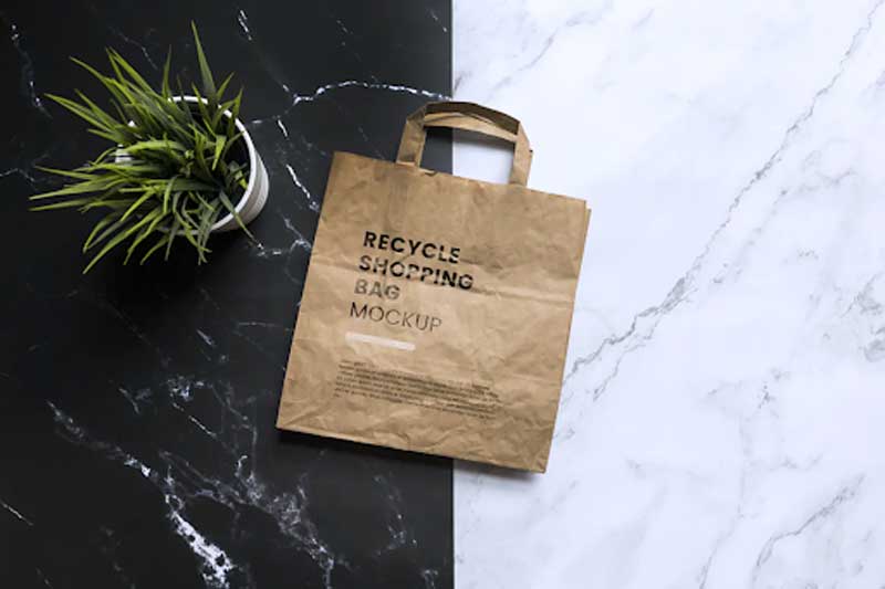 Recycle paper bag logo mockup, top view NZGL7DT 1 Recycle paper bag logo mockup, top view NZGL7DT