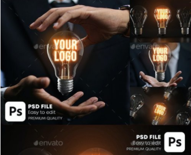 GraphicRiver - Glowing Bulb Logo Mockup Pack 28404076 1 GraphicRiver - Glowing Bulb Logo Mockup Pack 28404076