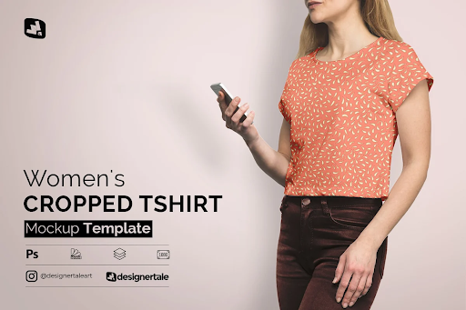 CreativeMarket - Women's Cropped Tshirt Mockup 4728864 1 CreativeMarket - Women's Cropped Tshirt Mockup 4728864
