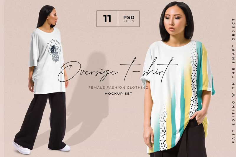 CreativeMarket - Oversize T-shirt Mockup Women Set 6039160 1 CreativeMarket - Oversize T-shirt Mockup Women Set 6039160