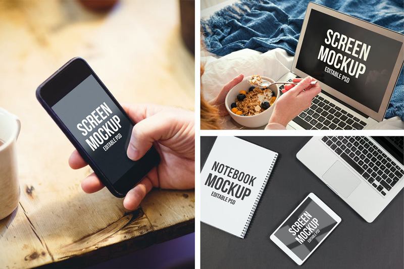 Devices and Notebook Mockup Set SS9LGEZ 1 Devices and Notebook Mockup Set SS9LGEZ