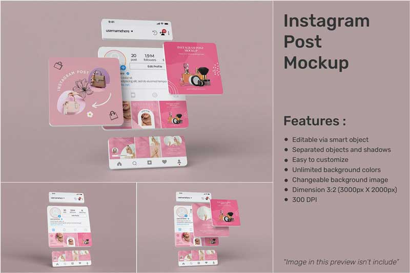 3D Instagram Post Mockup with noise background C638NJZ 1 3D Instagram Post Mockup with noise background C638NJZ