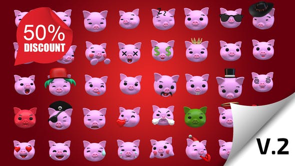 Videohive Emoji v2 - Pig Animation Kit 23234022 1 Videohive Emoji v2 - Pig Animation Kit 23234022