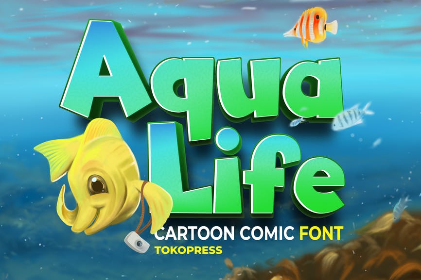 Aqua Life - Cartoon font 1 Aqua Life - Cartoon font
